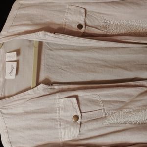 Chico's size 3 Linen & Lace Zip Front Jacket